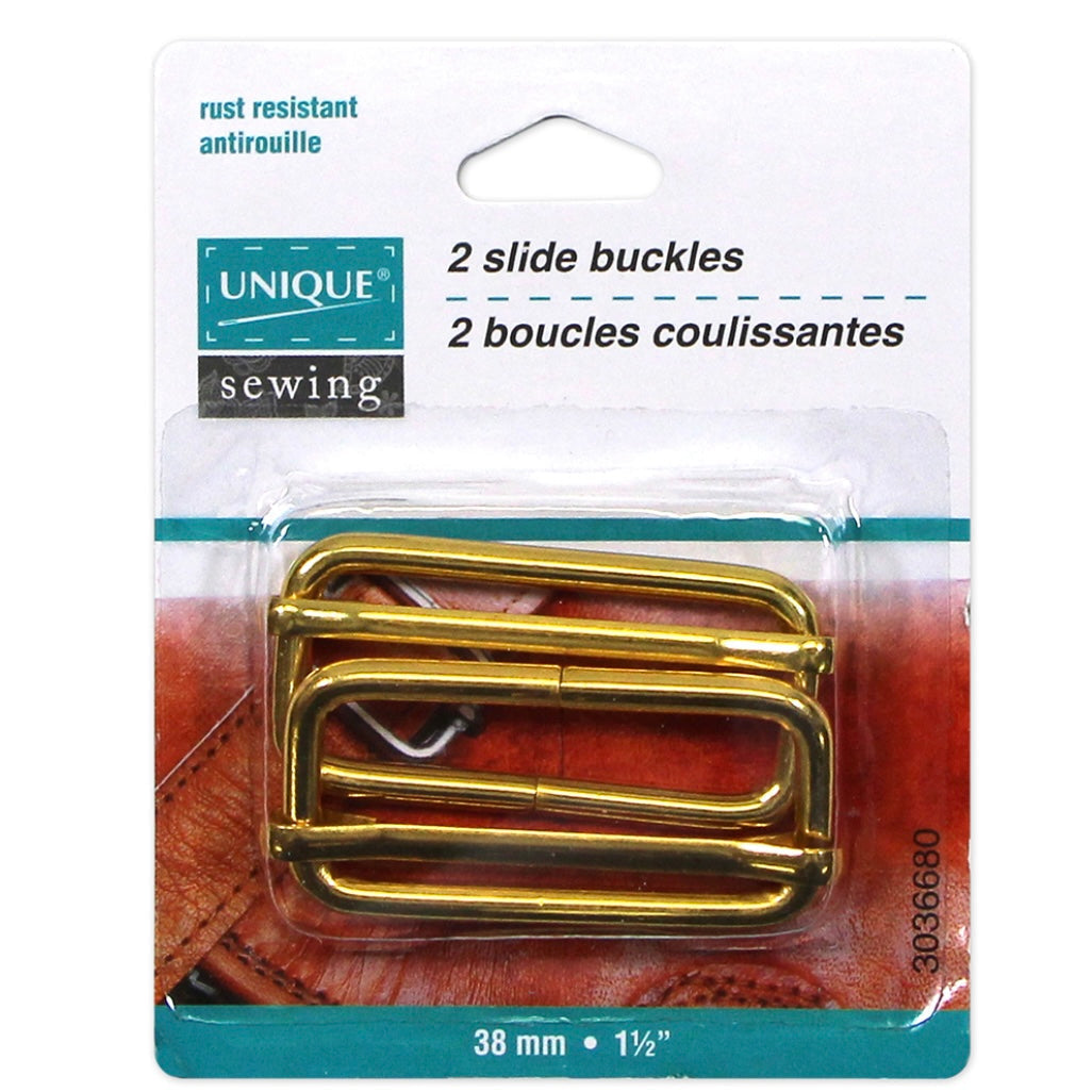 Metal Slide Buckle - 38mm (1 1/2″) - Antique Gold - 2 pcs