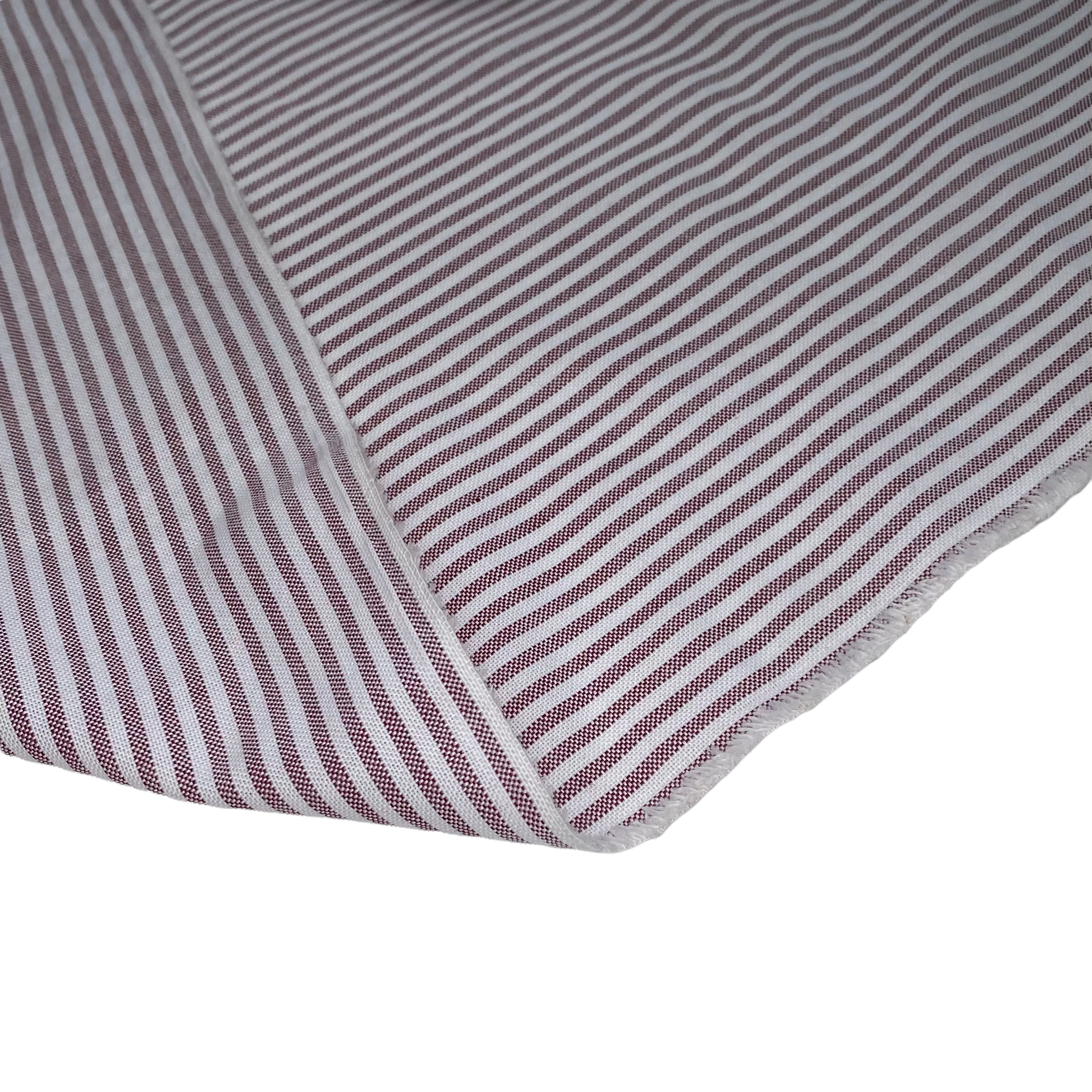 Striped Cotton - 62” - White/Burgundy