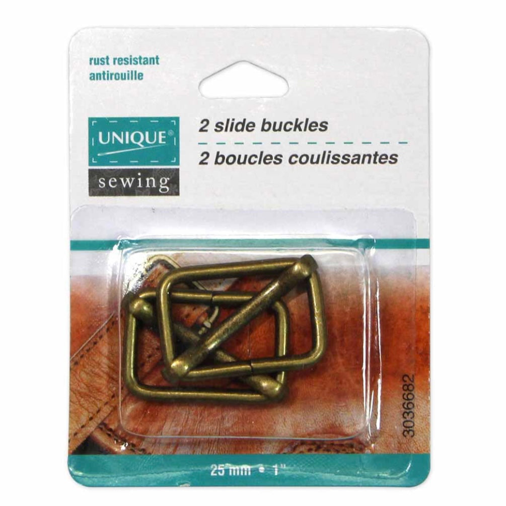 Metal Slide Buckle - 25mm (1″) - Antique Gold - 2 pcs