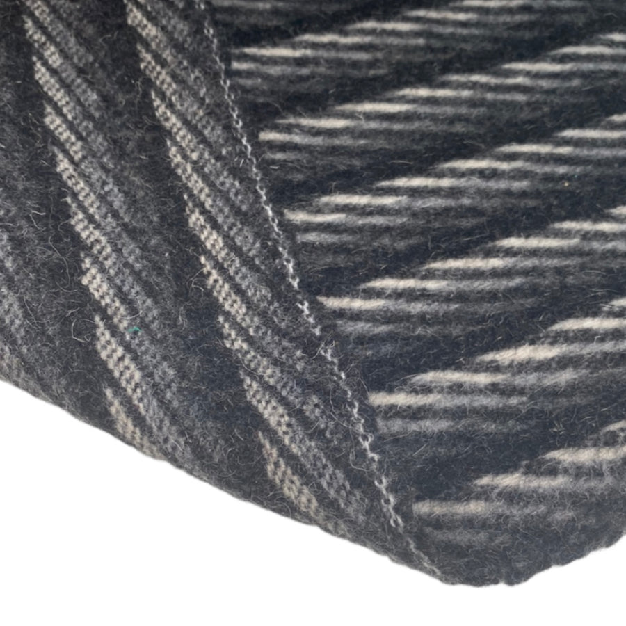 Striped Wool Coating - Black/White/Grey