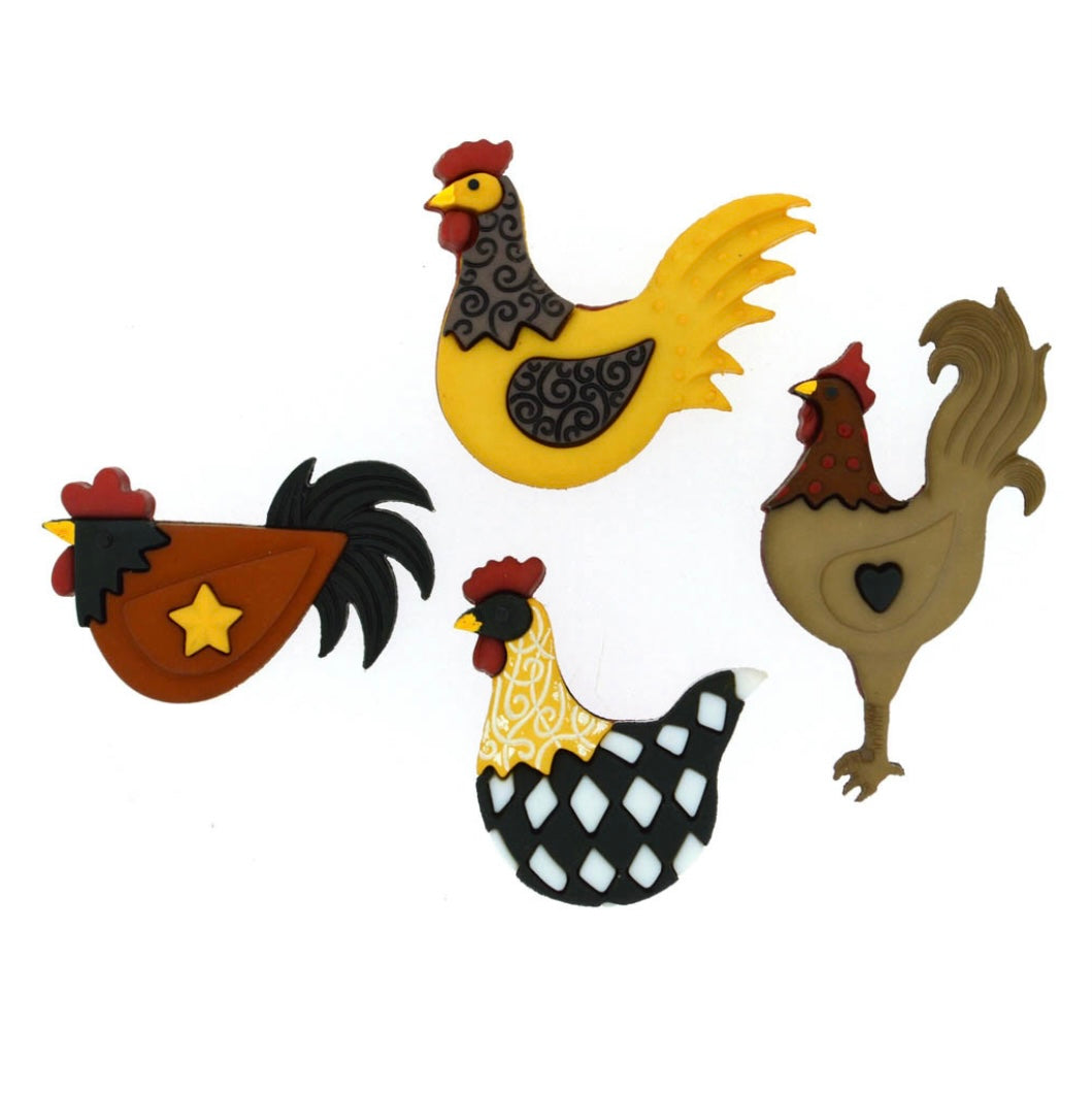 Novelty Buttons - Hen House - 4 pcs