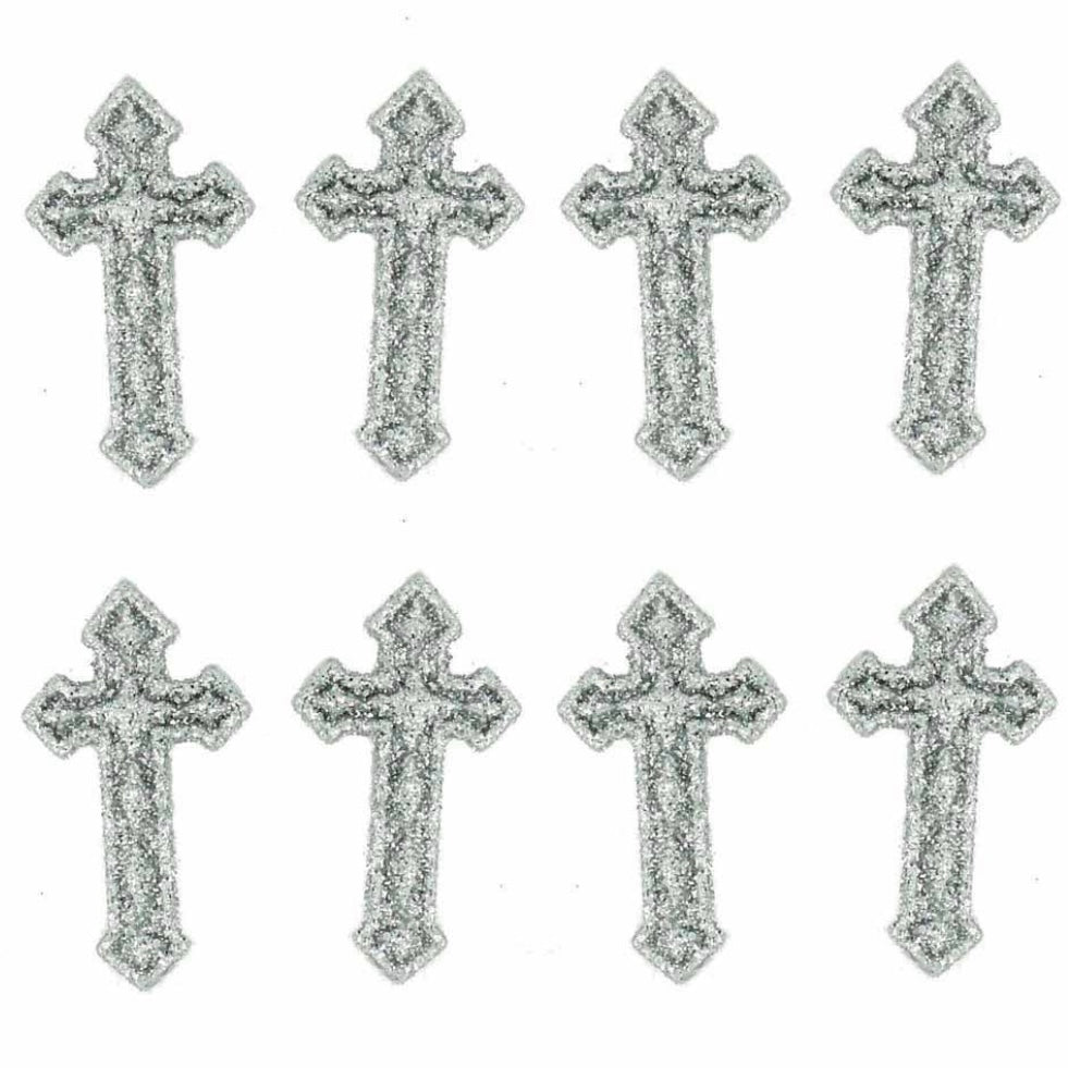 Novelty Buttons - Silver Crosses - 8pcs