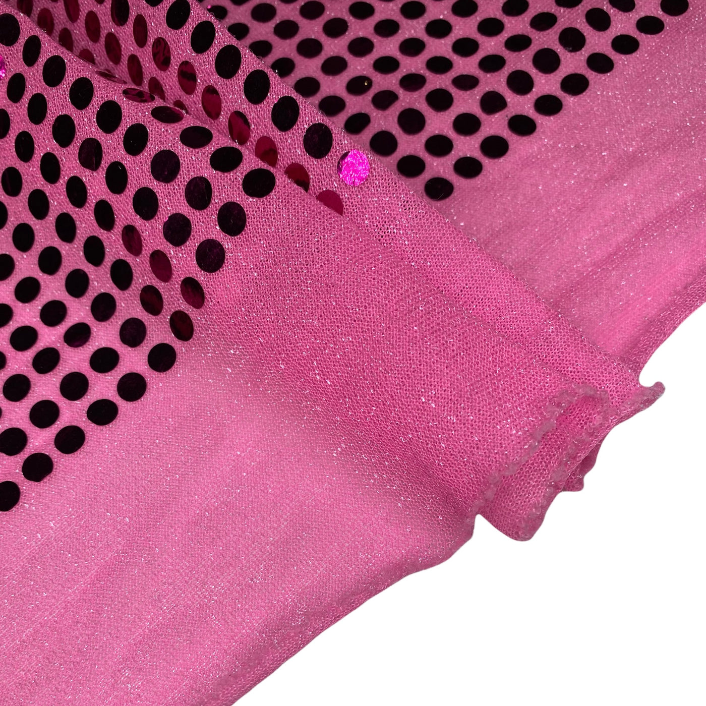 Faux Sequin Large Shiny Confetti Dot Knit - 46” - Hot Pink