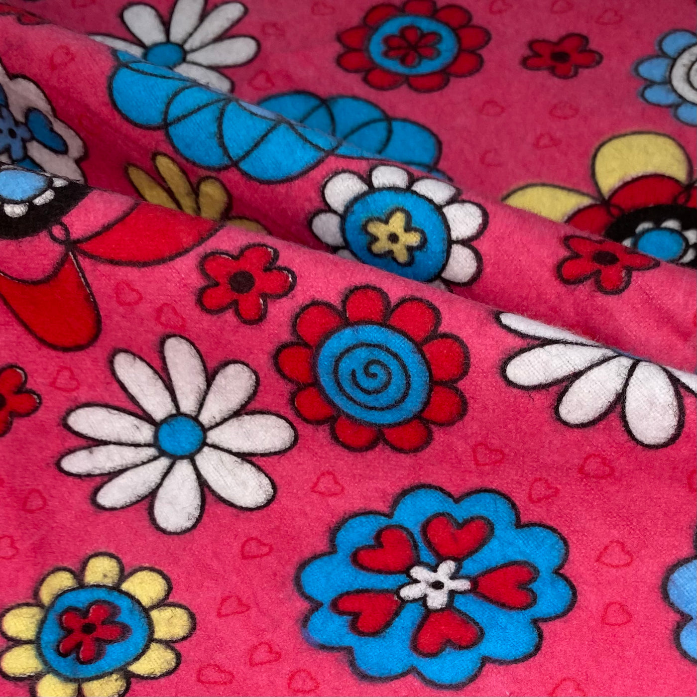 Printed Cotton Flannel - Flowers - Pink